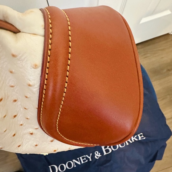 Dooney & Bourke Ostrich Leather Hobo Bag (Brown & Cream) OT960PE - Picture 11 of 16